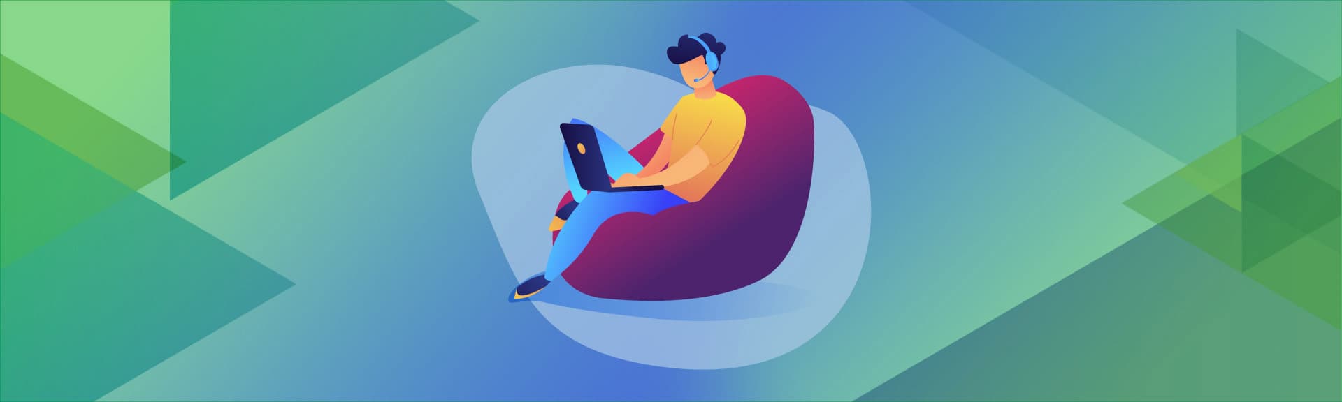 Ilustración de un joven utilizando su laptop para aprender jugando